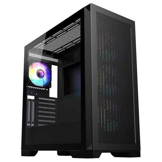 CIT Creator Black Full Tower ATX/ E-ATX Case with Tempered Glass Side Panel, 9 Expansion Slots & FREE RGB Fan Hub Strip Kit