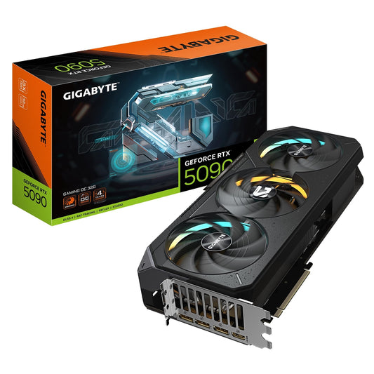 Gigabyte NVIDIA GeForce RTX 5090 GAMING OC 32G Graphics Card, 32GB GDDR7, 21760 CUDA Cores, 2550 MHz Core Clock, Triple Fan, RGB, 3x DisplayPorts / 1x HDMI Port