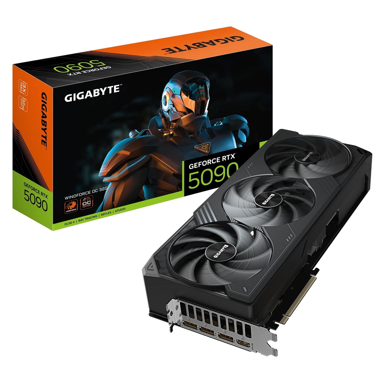 Gigabyte NVIDIA GeForce RTX 5090 WINDFORCE OC 32G Graphics Card, 32GB GDDR7, 21760 CUDA Cores, 2467 MHz Core Clock, Triple Fan, 3x DisplayPorts / 1x HDMI Port