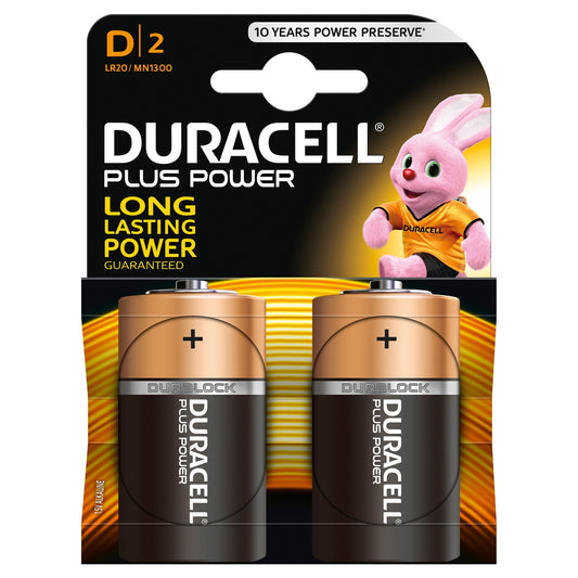 Duracell Plus Power Alkaline Pack of 2 D Batteries