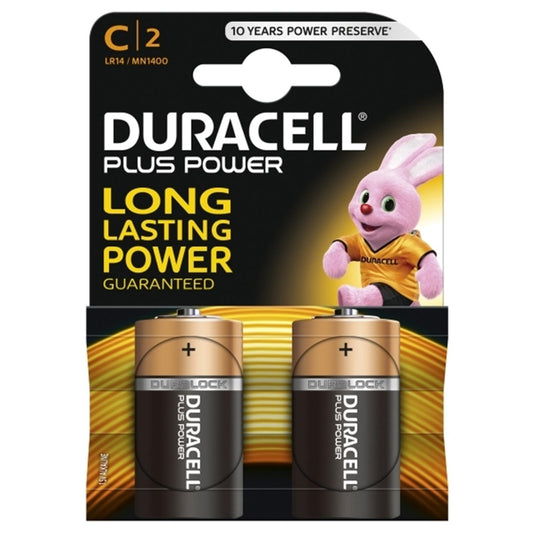 Duracell Plus Power Alkaline Pack of 2 C Batteries