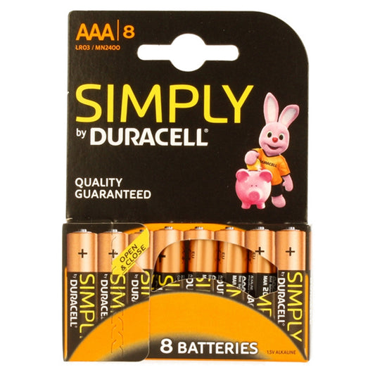 Duracell Simply Alkaline Pack of 8 AAA Batteries