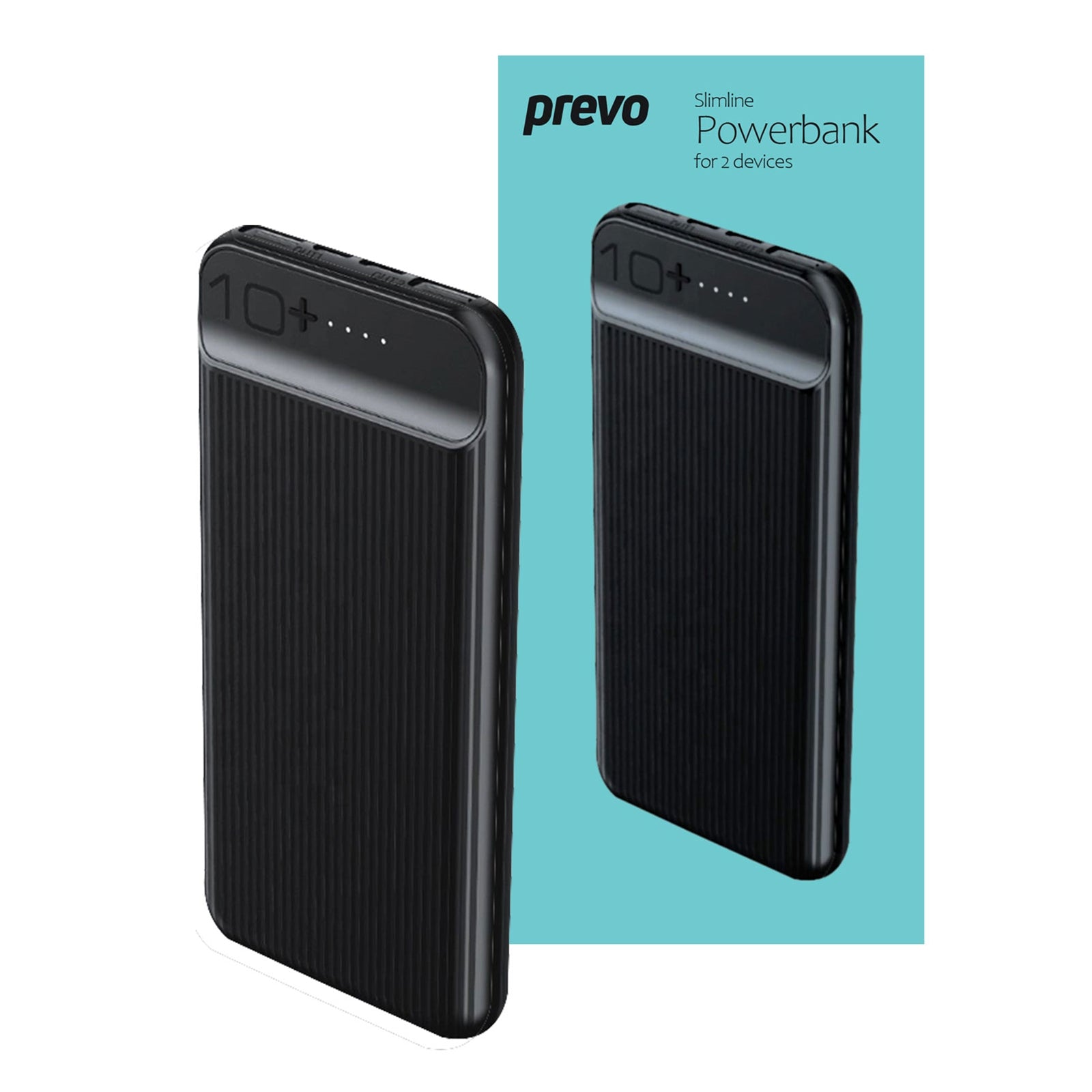 Prevo SP3012 Power bank,10000mAh Portable Fast Charging for Smart Phones, Tablets and Other Devices, Slim Design, Dual-Port with USB Type-C and Micro USB Connection, Black