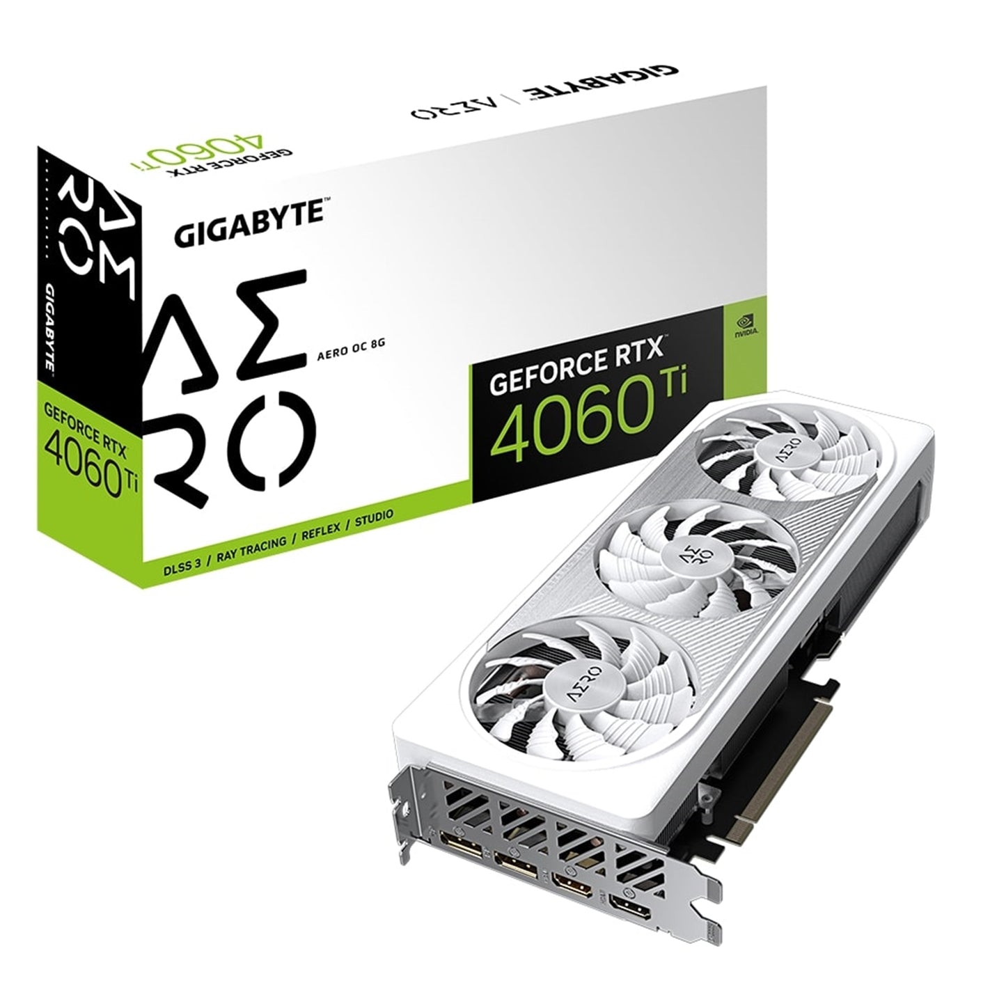 Gigabyte Nvidia GeForce RTX 4060Ti AERO OC 8GB Triple Fan White Graphics Card