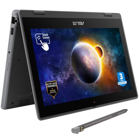 ASUS Flip BR1100F-CS81XA-3Y Laptop, 11.6 Inch Touch Screen, Intel Celeron N4500 Processor, 8GB RAM, 128GB SSD, Windows 11 Pro Academic with 3 Year Warranty