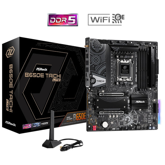 ASRock B650E Taichi Lite Motherboard, AMD Socket AM5, EATX, DDR5, 1x PCIe 5.0 x16, 1x PCIe 4.0 x16, 1x Blazing + 2x Hyper M.2, Killer 2.5G LAN, Killer 802.11ax Wi-Fi 6E + Bluetooth 5.3