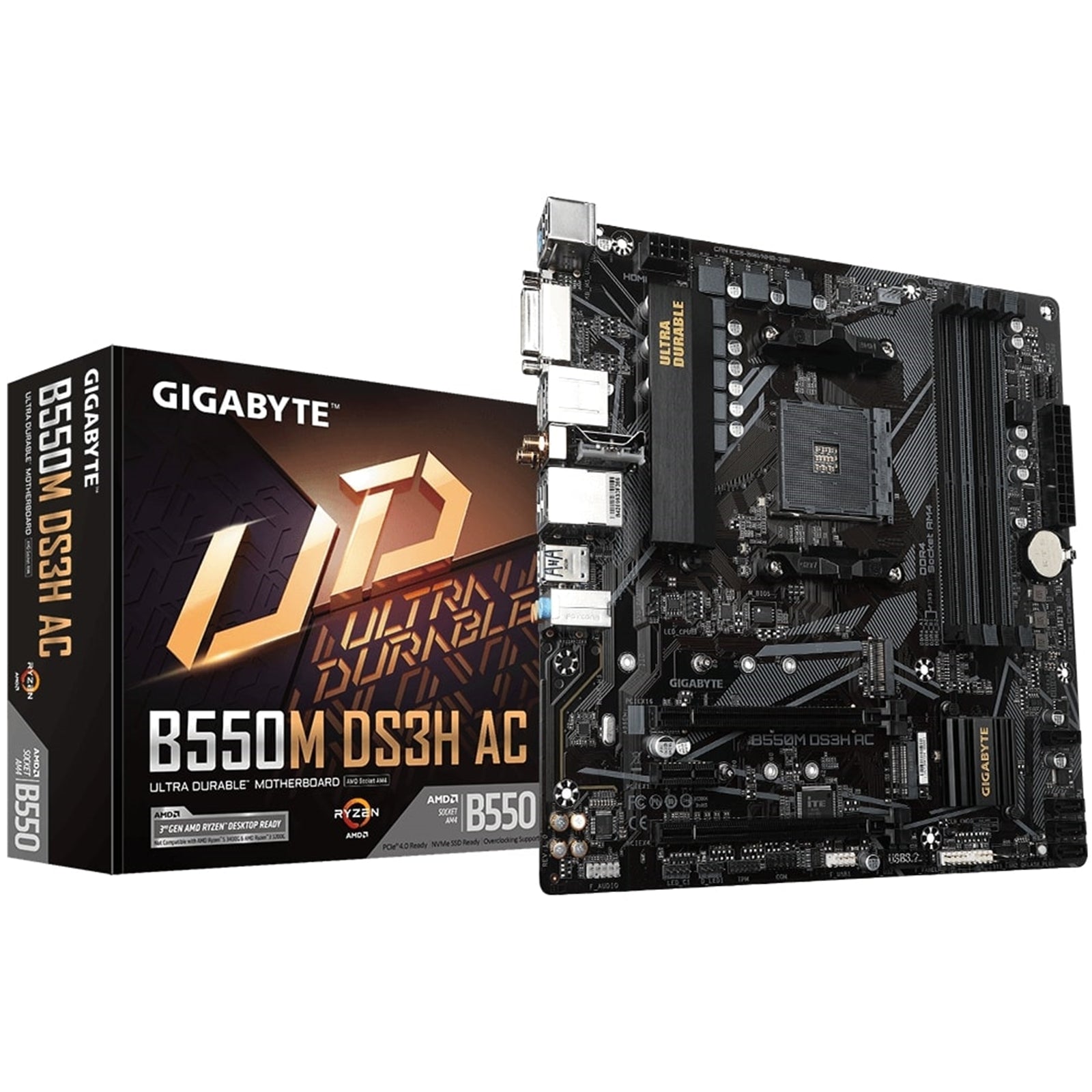 Gigabyte B550M MicroATX Motherboard with Pure Digital VRM Solution, PCIe 4.0 x16 Slot, Dual PCIe 4.0/3.0 M.2 Connectors, Intel Dual Band 802.11ac WIFI, Realtek GbE LAN, Smart Fan 5 with FAN STOP,  RGB FUSION 2.0, Q-Flash Plus