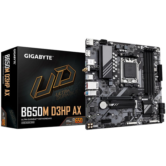 Gigabyte B650M D3HP AX, AMD AM5 Socket, 4x DDR5, 2x M.2 & 4x SATA, Wi-Fi 6E, Micro ATX Motherboard