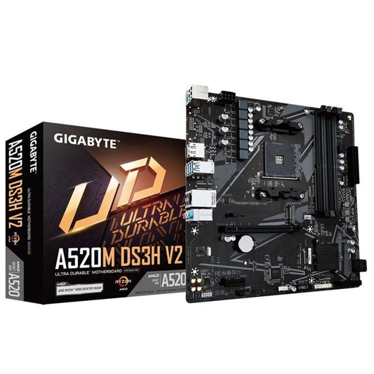 Gigabyte A520M DS3H V2 Motherboard, AMD Socket AM4, Micro ATX, DDR4, Pure Digital VRM, High Quality Audio, Gaming LAN, PCIe 3.0 x 4 M.2, RGB Fusion 2.0, DVI/HDMI/DisplayPort