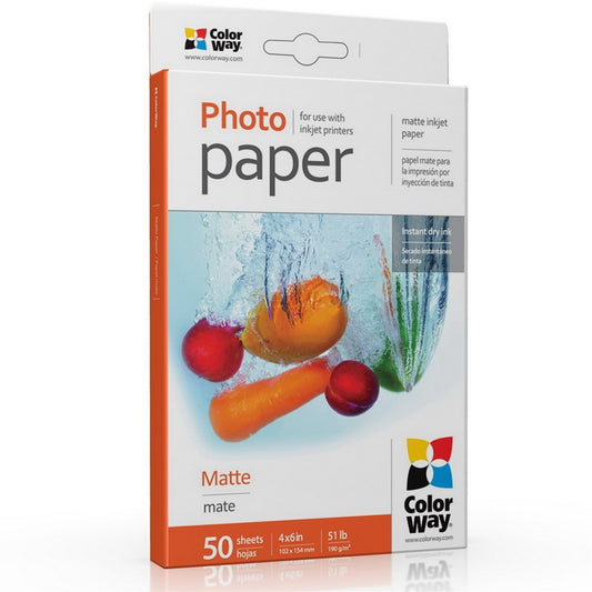 ColorWay Matte 6x4 190gms Photo Paper 50 Sheets