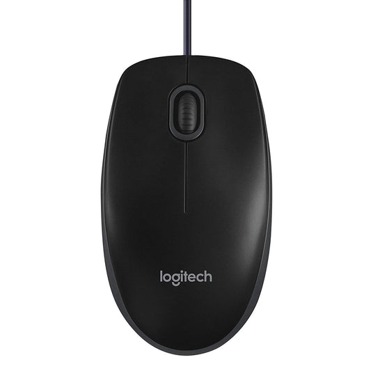 Logitech B100 Wired USB Mouse, 3-Buttons, 1000dpi and Optical Tracking, Ambidextrous Design for PC, Mac and Laptop, Black